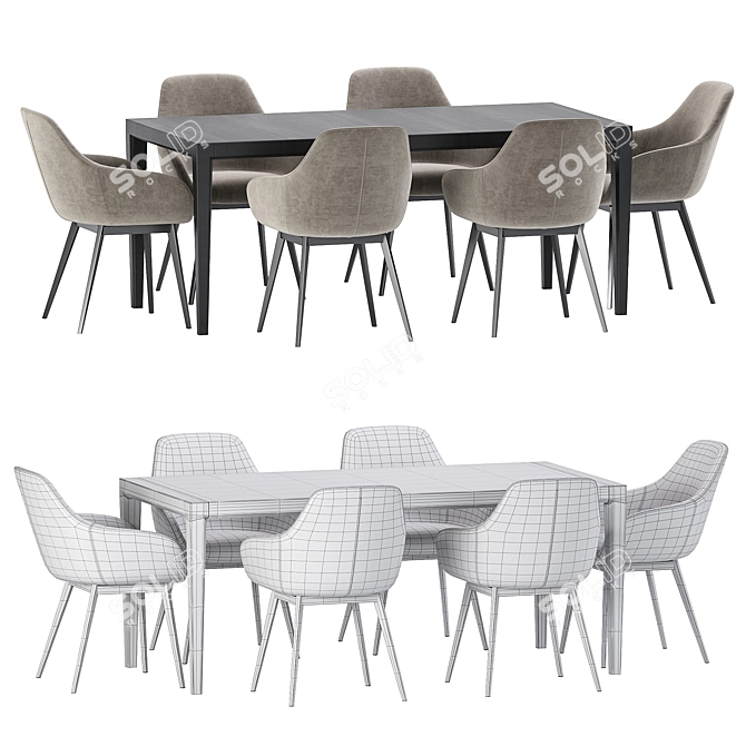 Modern Dining Set Furniture Collection 3D model image 4