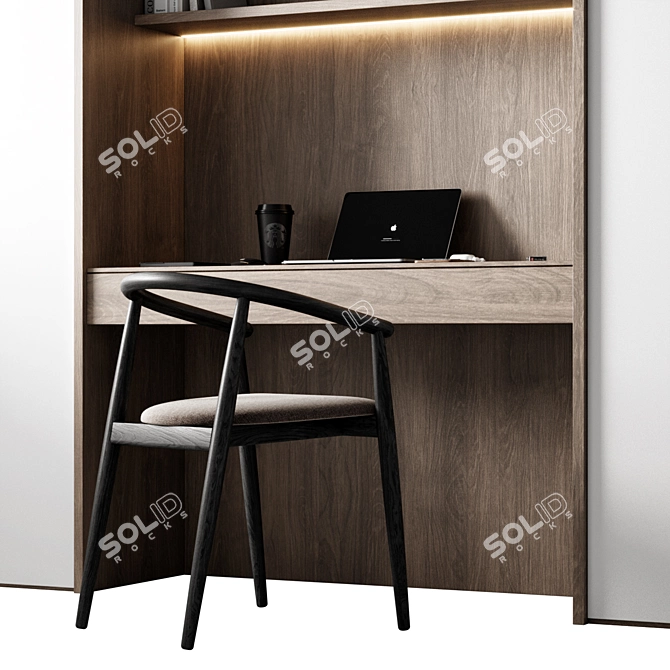 Modern Office Desk Set 3D model image 3