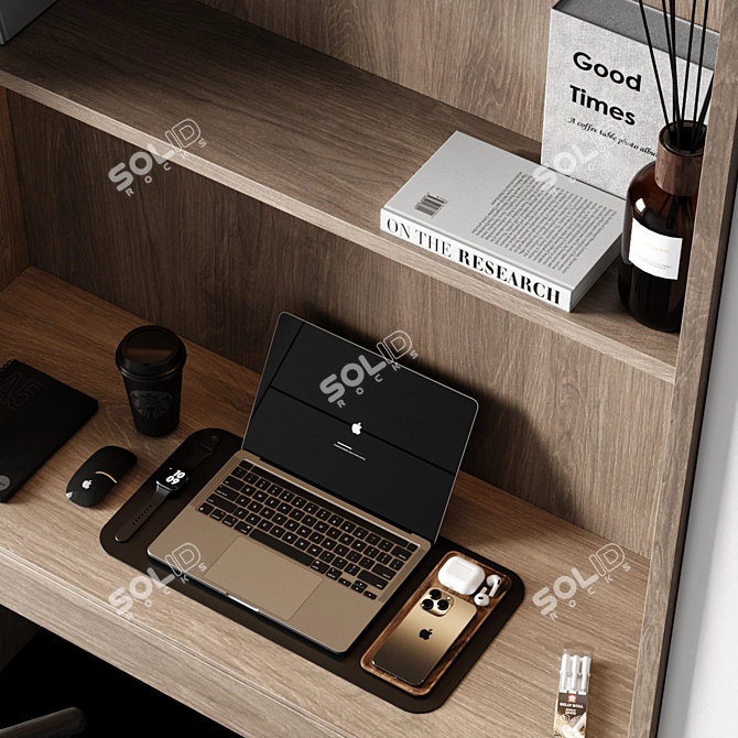 Modern Office Desk Set 3D model image 5