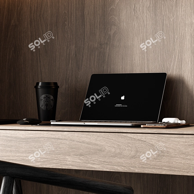 Modern Office Desk Set 3D model image 6