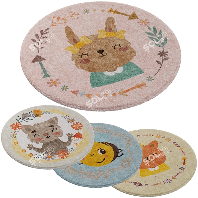Kids Rug Set Ø950mm 3D model image 1
