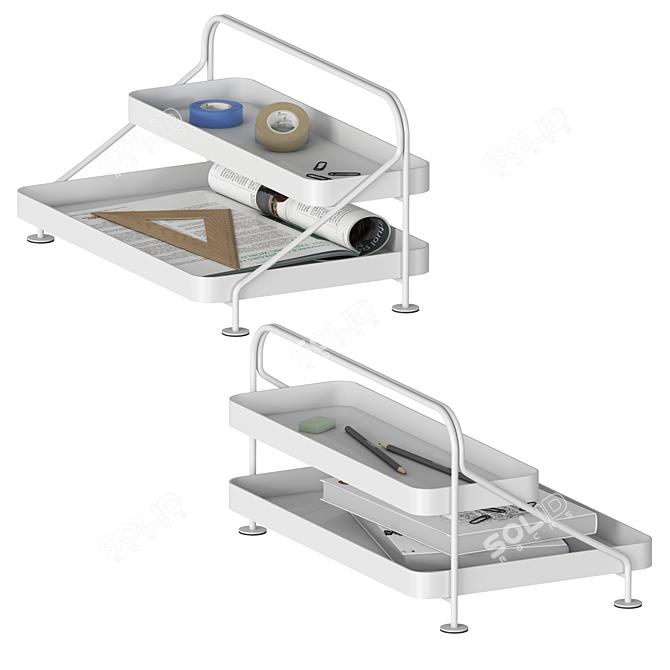 Minimalist Light Grey Paper Tray 3D model image 1