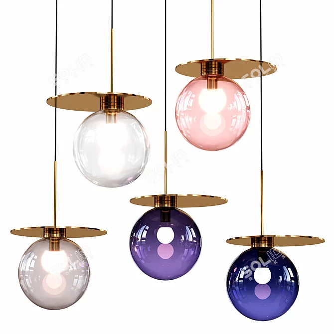 Colorful Glass Pendant Light 3D model image 1