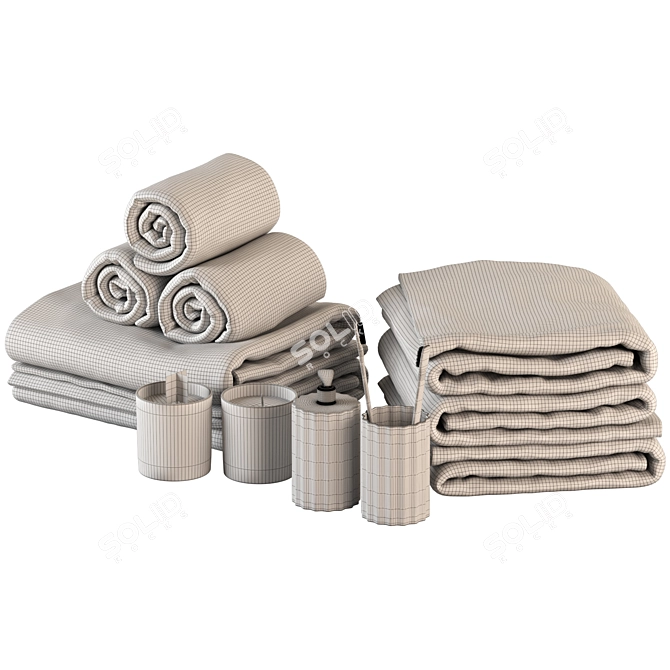 Bathroom Towel Set Color Customizable 3D model image 3