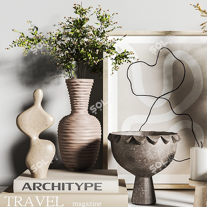 Modern Decorative Shelf Set 3D model image 6