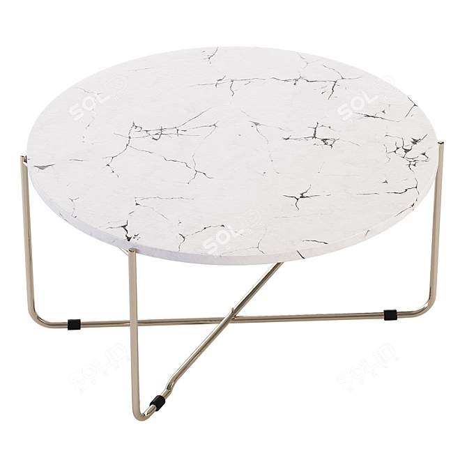 Elegant Marble White Gold Coffee Table 3D model image 1