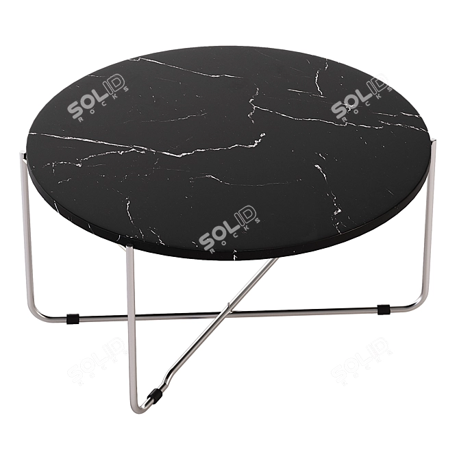 Elegant Marble White Gold Coffee Table 3D model image 2