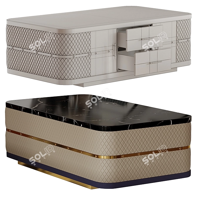 Sleek Black Marble Coffee Table 3D model image 3