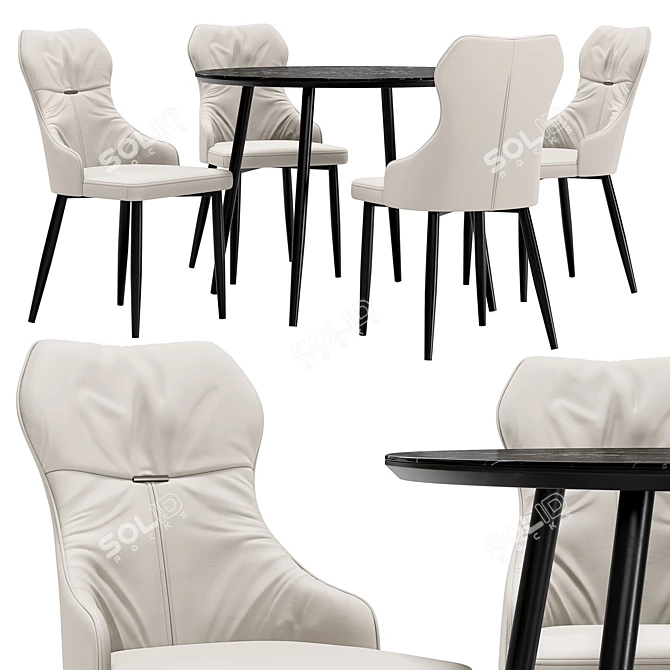Trendy Neli Dining Chair and Clovis Table 3D model image 1