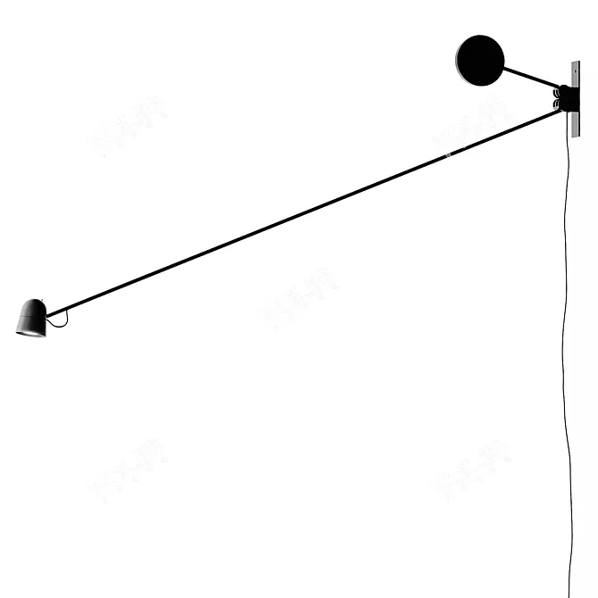 Adjustable LED Wall Lamp, Counterbalance 3D model image 1