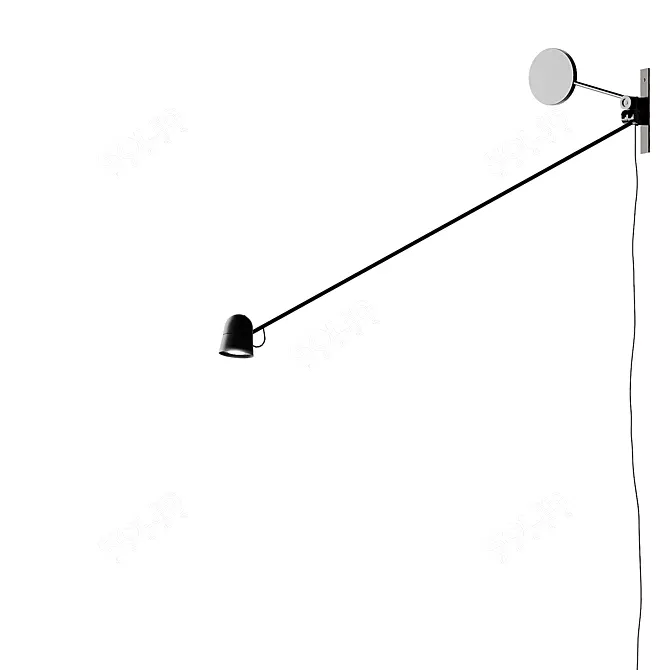 Adjustable LED Wall Lamp, Counterbalance 3D model image 2