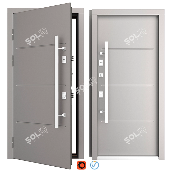 Creo_311 Aluminum Entry Door 3D model image 1