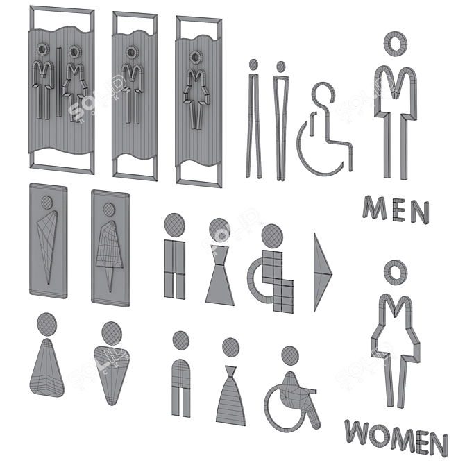 Etsy Bathroom Door Signs 3D model image 7