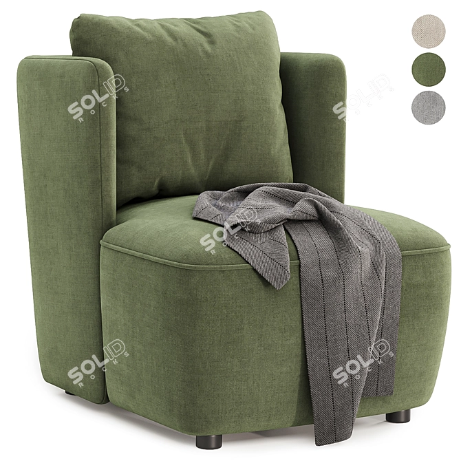 Elvina Fabric Armchair - 3 Color Options 3D model image 2