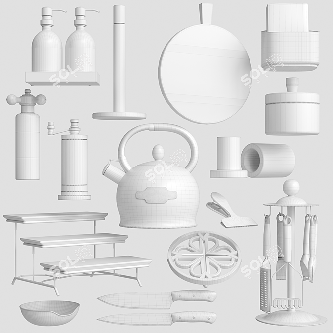 Kitchen Accessories 3D Models Set 3D model image 2