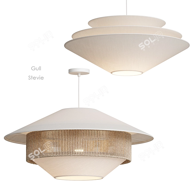 Woven Mixed Pendant Light Elm 3D model image 1