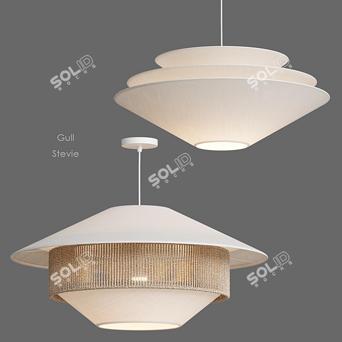 Woven Mixed Pendant Light Elm 3D model image 4