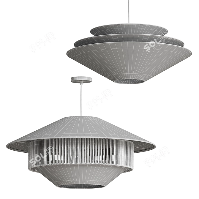 Woven Mixed Pendant Light Elm 3D model image 5