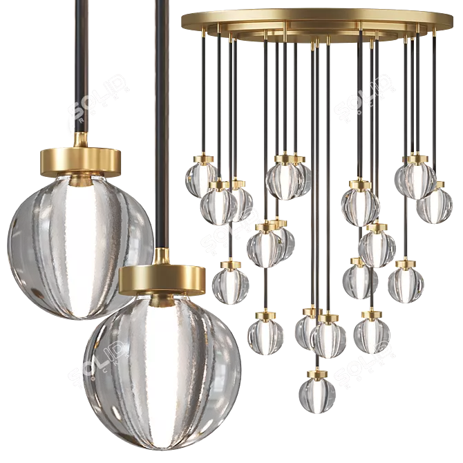 Elegant Namibia Pearl Chandelier 3D model image 1