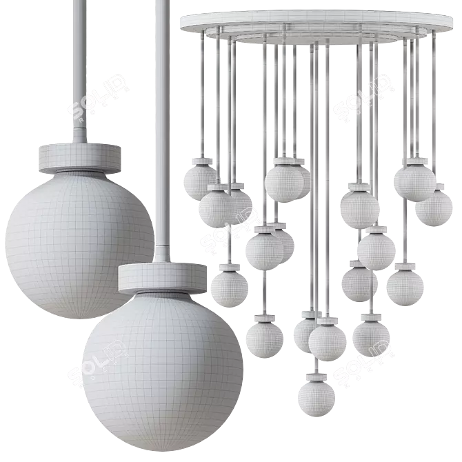 Elegant Namibia Pearl Chandelier 3D model image 4