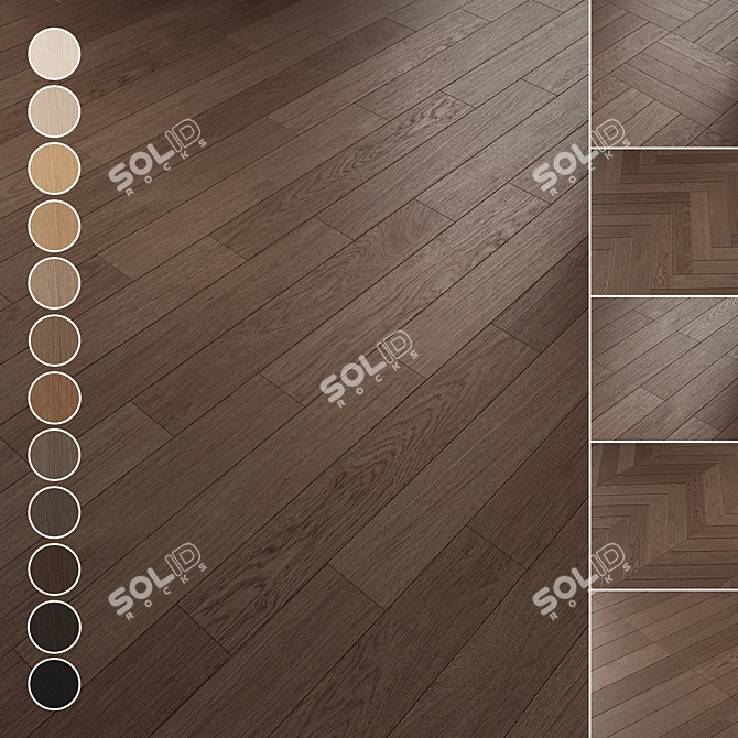 Oak Parquet Flooring Collection 3D model image 8