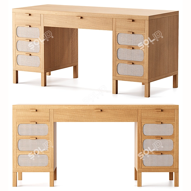 Luxury Allegra Executive Desk, 3D-Ready 3D model image 1