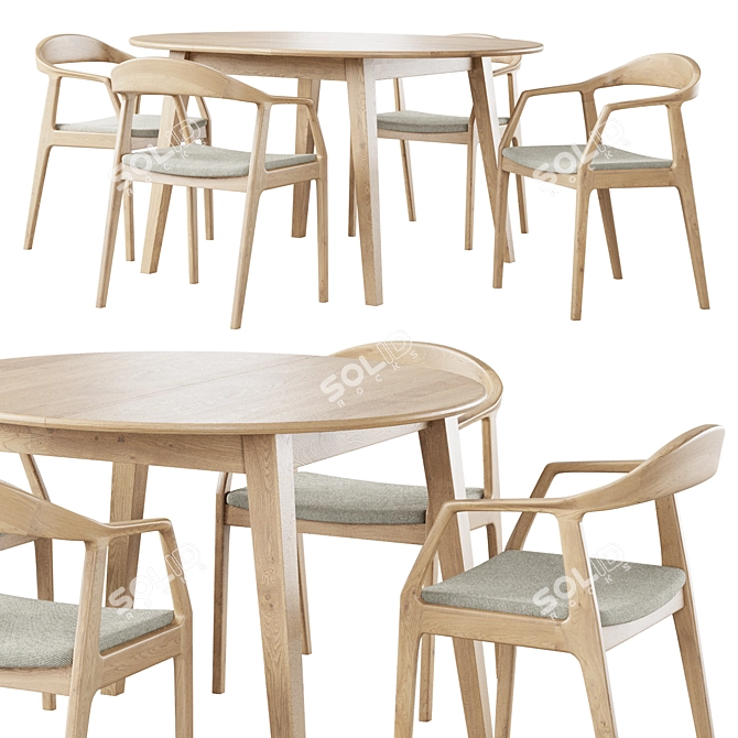 Nordic Style Dining Set 3D model image 1