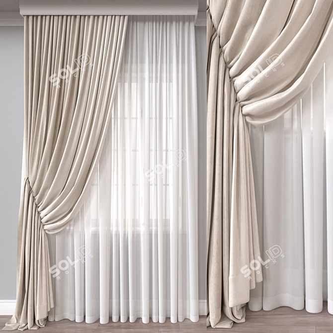  3D Render Curtain Model - 62824 Polys 3D model image 1