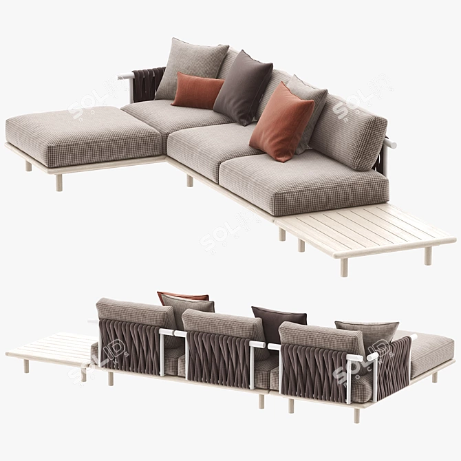 Contemporary Outdoor Lounge Set 3D model image 3