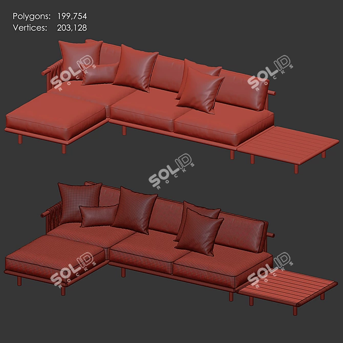 Contemporary Outdoor Lounge Set 3D model image 5