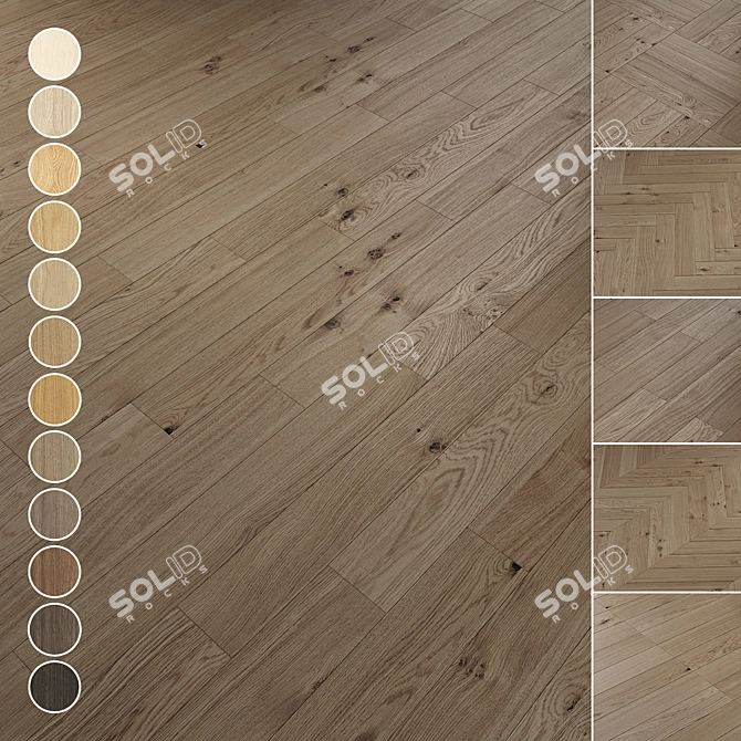 Oak Parquet Flooring Collection 3D model image 1