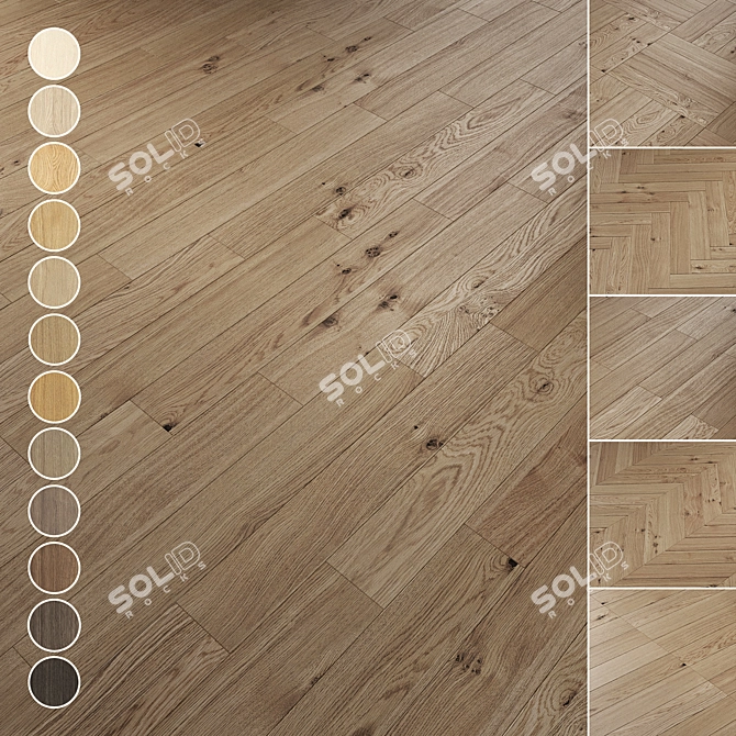 Oak Parquet Flooring Collection 3D model image 8