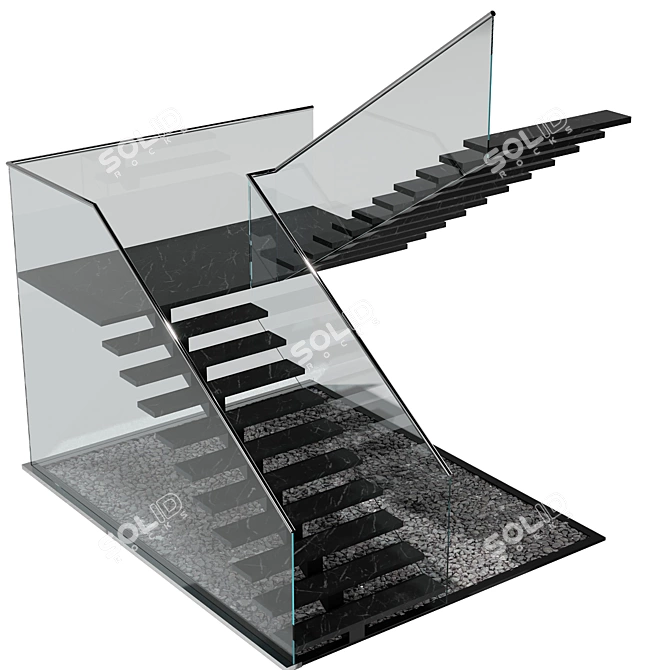 Minimalist 3D Stair Model 3D model image 1