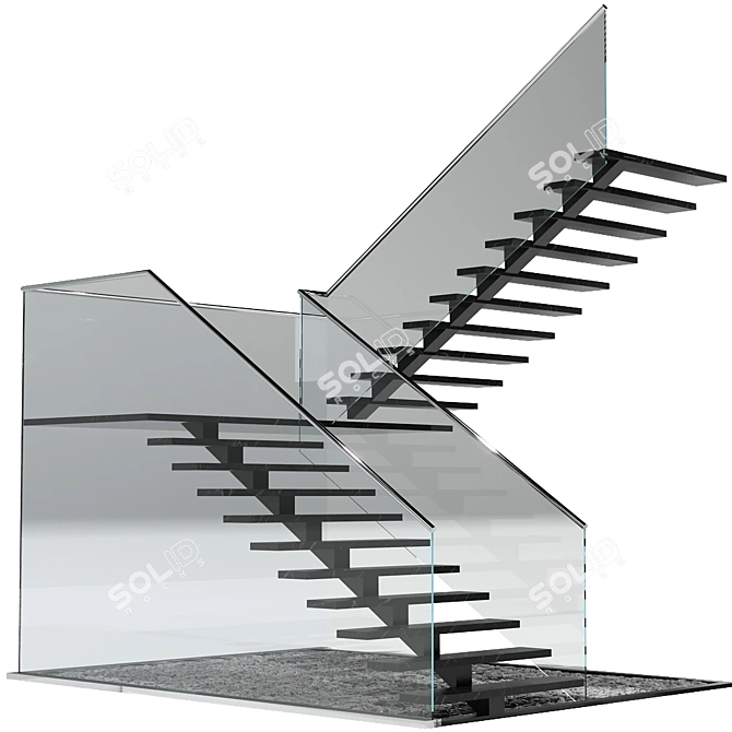 Minimalist 3D Stair Model 3D model image 2