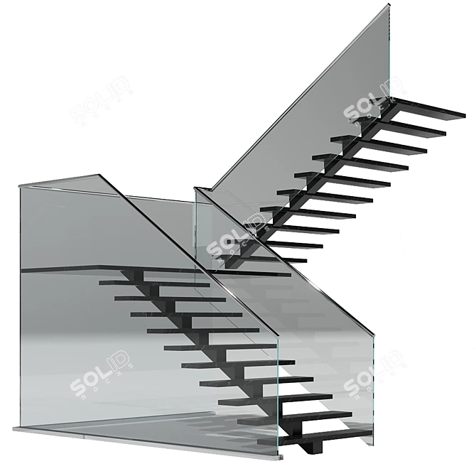 Minimalist 3D Stair Model 3D model image 3