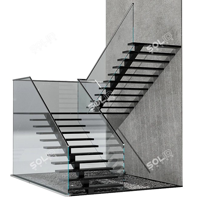 Minimalist 3D Stair Model 3D model image 4