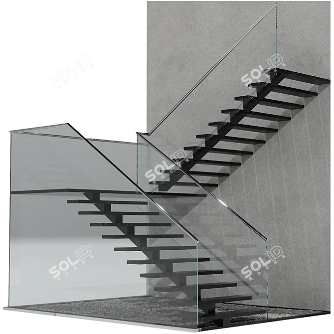 Minimalist 3D Stair Model 3D model image 6