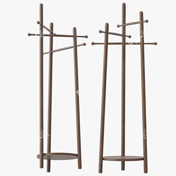 Wooden Standalone Coat Rack Model 3D model image 4