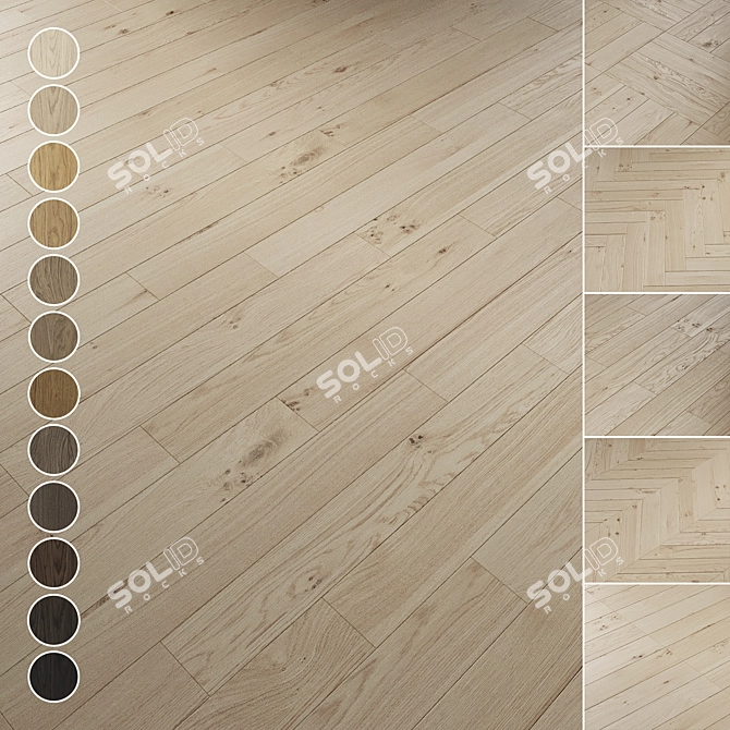 Oak Parquet Flooring Collection 3D model image 1