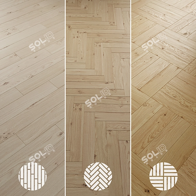 Oak Parquet Flooring Collection 3D model image 2