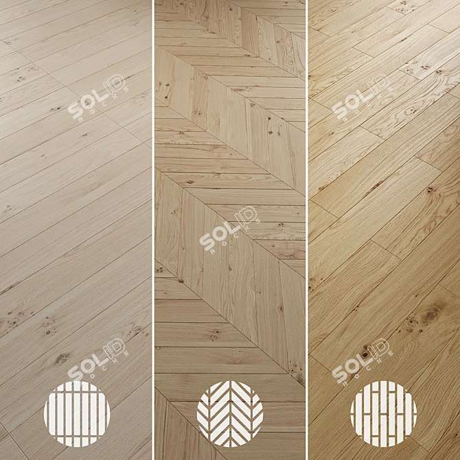 Oak Parquet Flooring Collection 3D model image 3