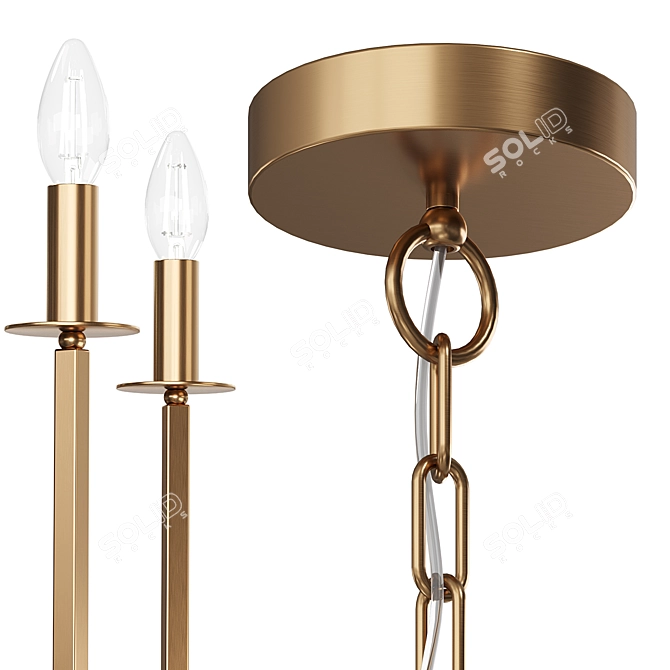 Mid-Century Minimalist Brass Chandelier 3D model image 2