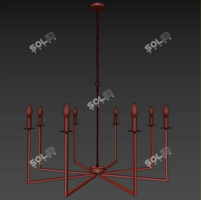 Mid-Century Minimalist Brass Chandelier 3D model image 5