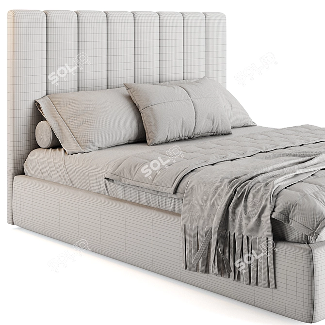 Elegant Wood Soft Bed Frame 3D model image 3