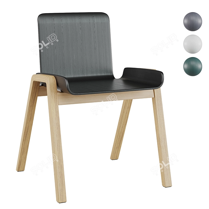 Modern Wooden Plastic Chair Set 3D model image 1