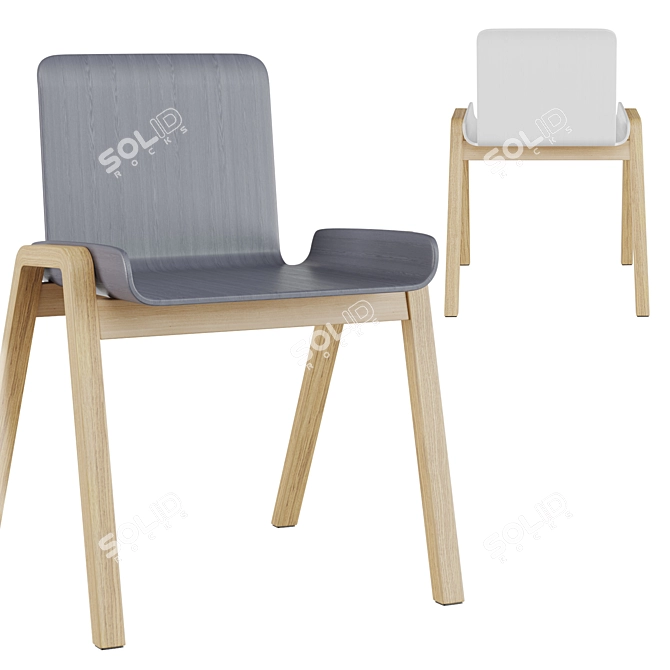 Modern Wooden Plastic Chair Set 3D model image 4