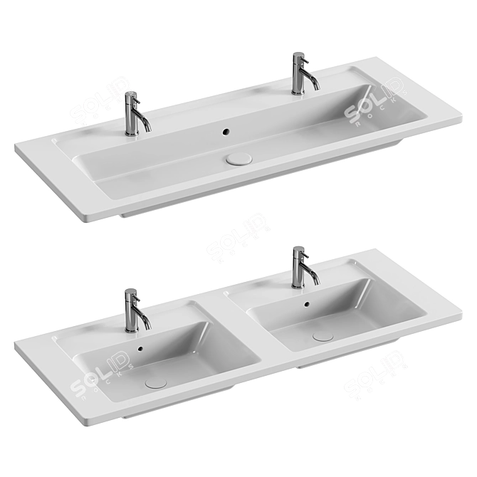 VitrA Integra Double Washbasin White 3D model image 1