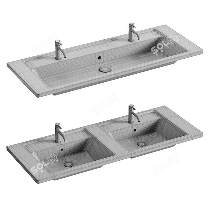 VitrA Integra Double Washbasin White 3D model image 2