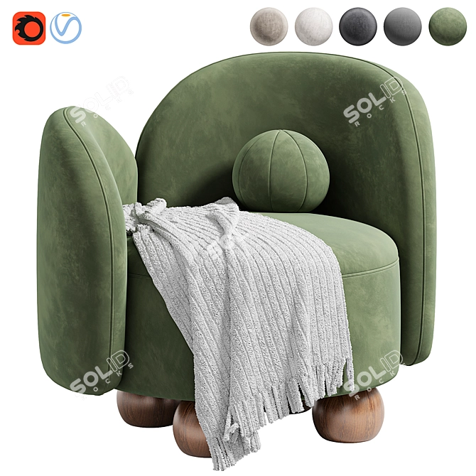 Stylish Manon Armchair by Nohohome 3D model image 3