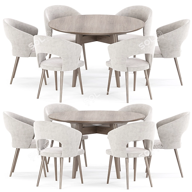 Modern 7-Piece Dining Set 3D model image 1